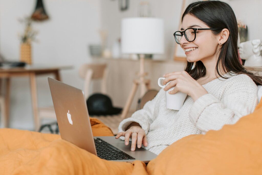 Woman studying online